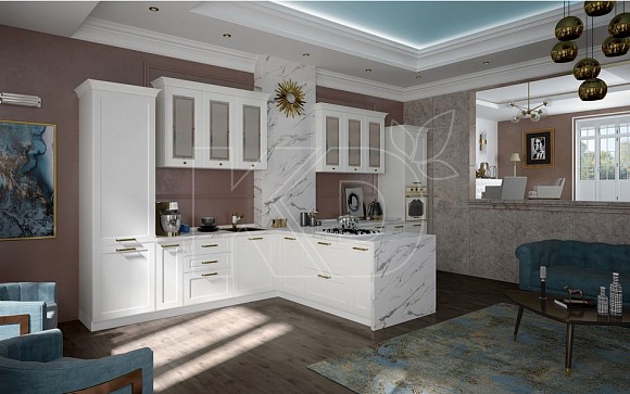 дизайн классической белой кухни